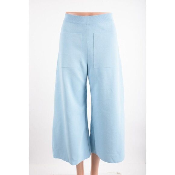 Stella McCartney Womens Knit Wide-Leg Pants Trousers Crop Sz 38 2-4 Blue NWT - Picture 1 of 8